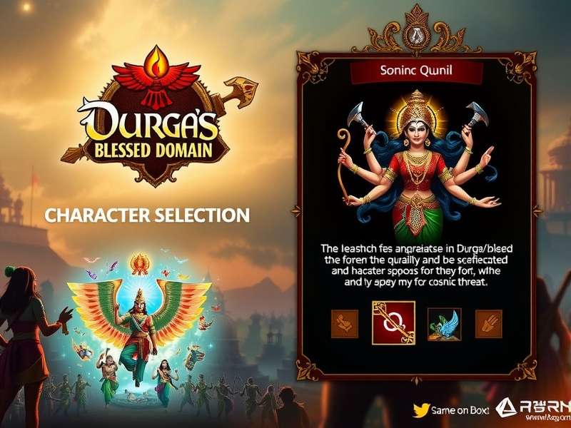 Playable Deities in Durga S Blessed Domain Character selection screen showing various Hindu deities
